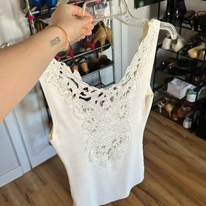 Cache White sparkly tank